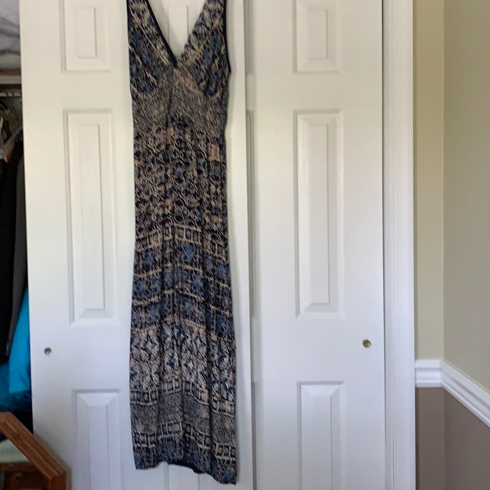Angie navy blue/beige/white maxi dress